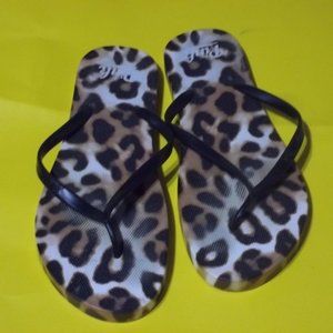 PINK leopard flip flops sandals size 9-10